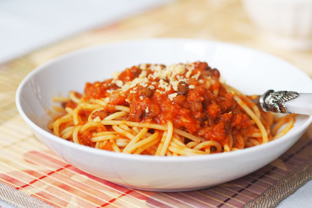 Spaghetti z soczewicą